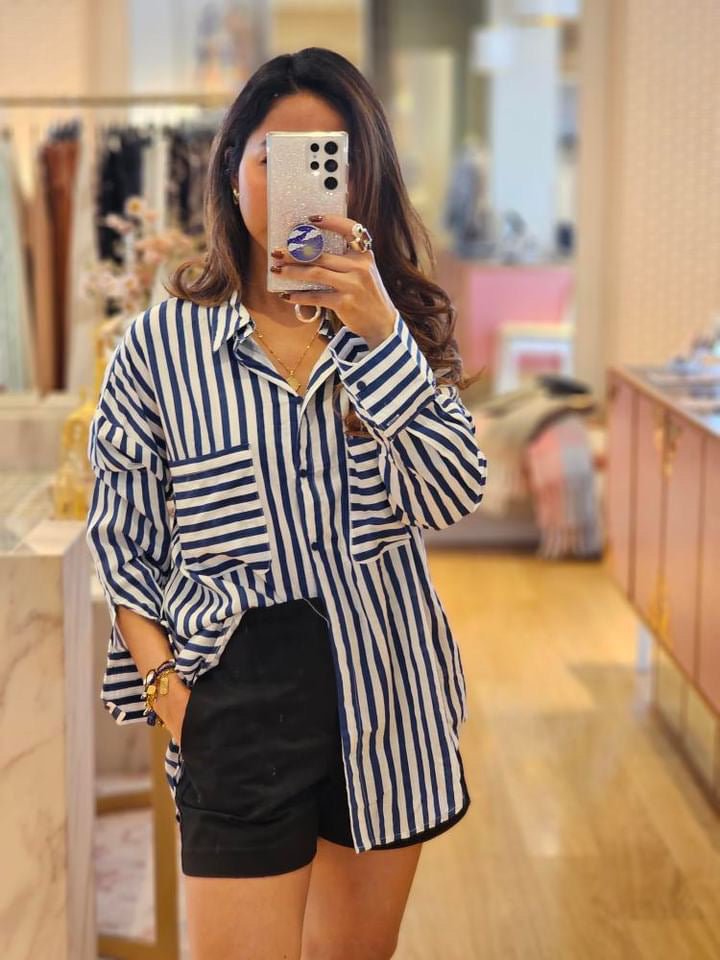 St Lucia Boutique Ada Shirt - Blue Stripe - Shop women's Shirts at St Lucia Boutique