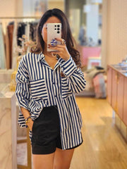 St Lucia Boutique Ada Shirt - Blue Stripe - Shop women's Shirts at St Lucia Boutique