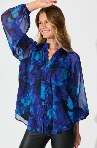 St Lucia Boutique Addison Blouse - Blue - Shop women's Tops at St Lucia Boutique