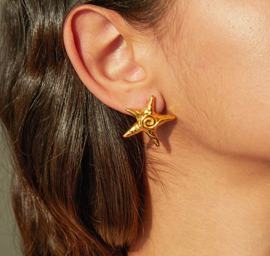 St Lucia Boutique Aquarius statement starfish earrings - 18k gold plated - Shop women's at St Lucia Boutique