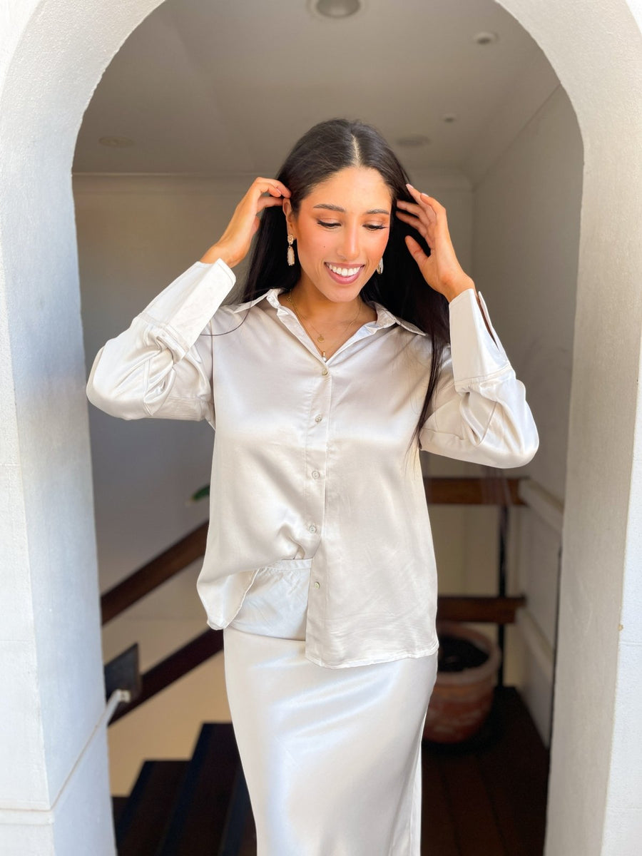 St Lucia Boutique Bella shirt - champagne - Shop women's Tops at St Lucia Boutique