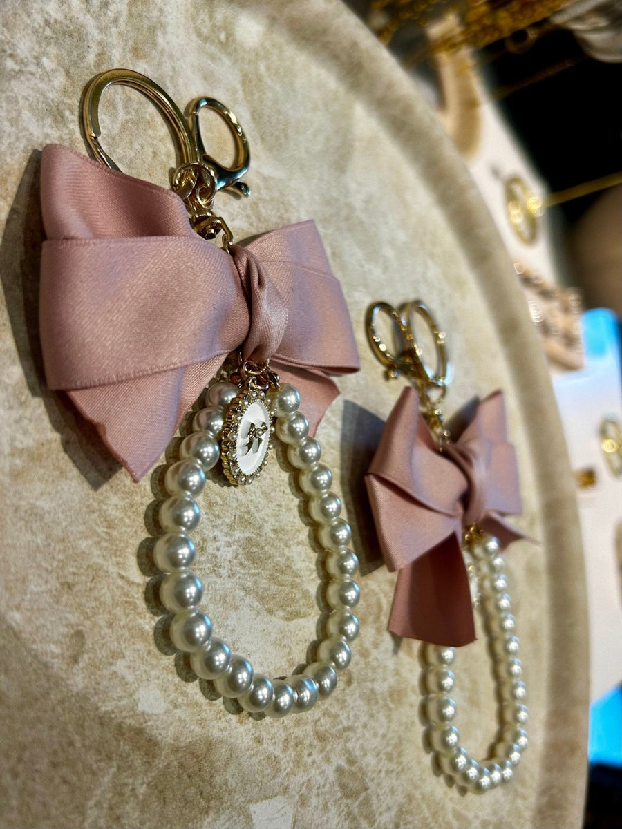 St Lucia Boutique Blush belle bow & pearl bag charm/keychain - Shop women's at St Lucia Boutique