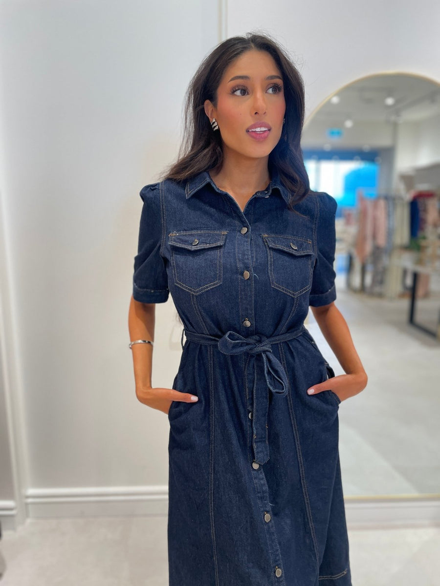 St Lucia Boutique Brampton belted midi dress - Denim - Shop women's at St Lucia Boutique