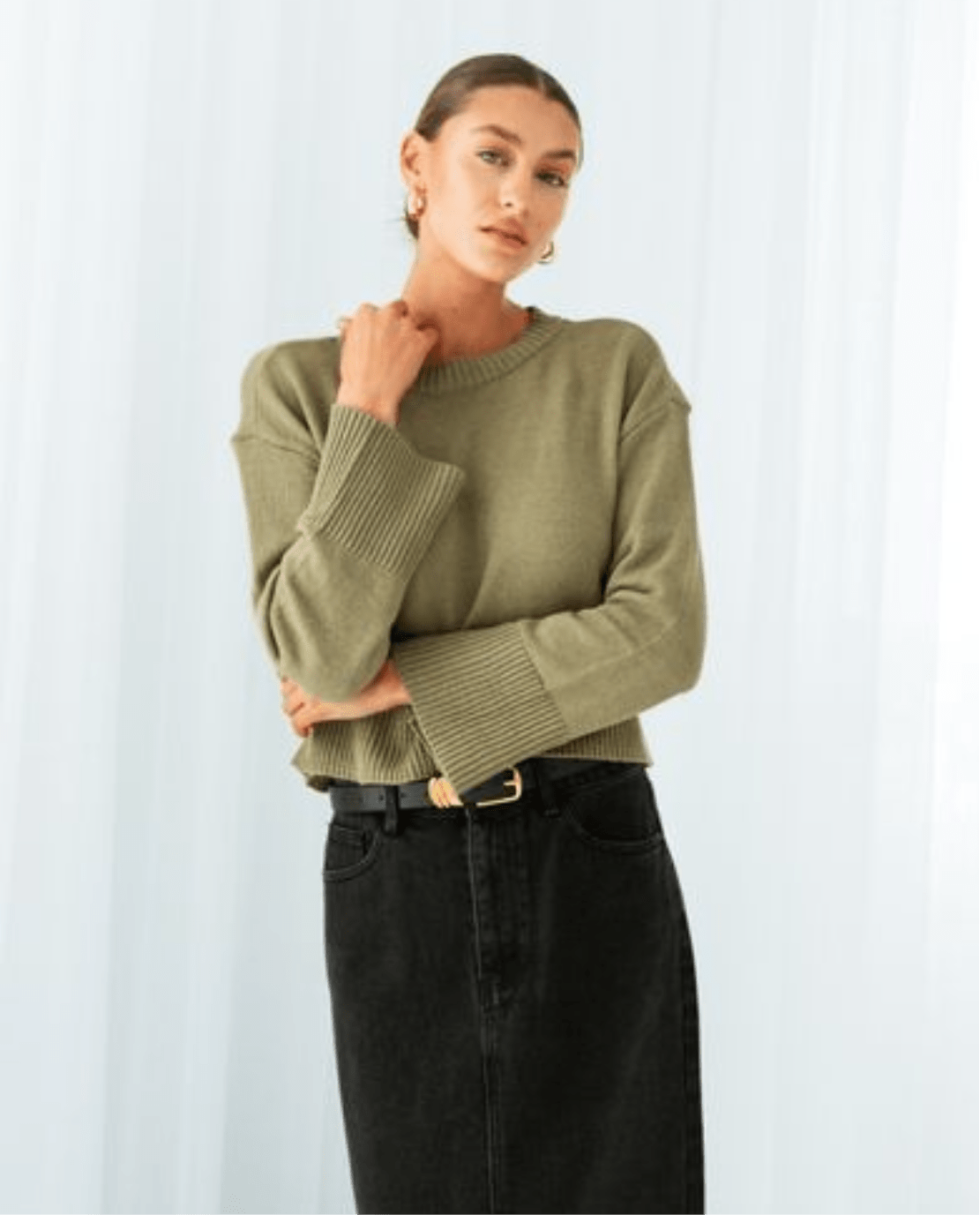 St Lucia Boutique Brydie crew neck sweater - olive - Shop women's at St Lucia Boutique