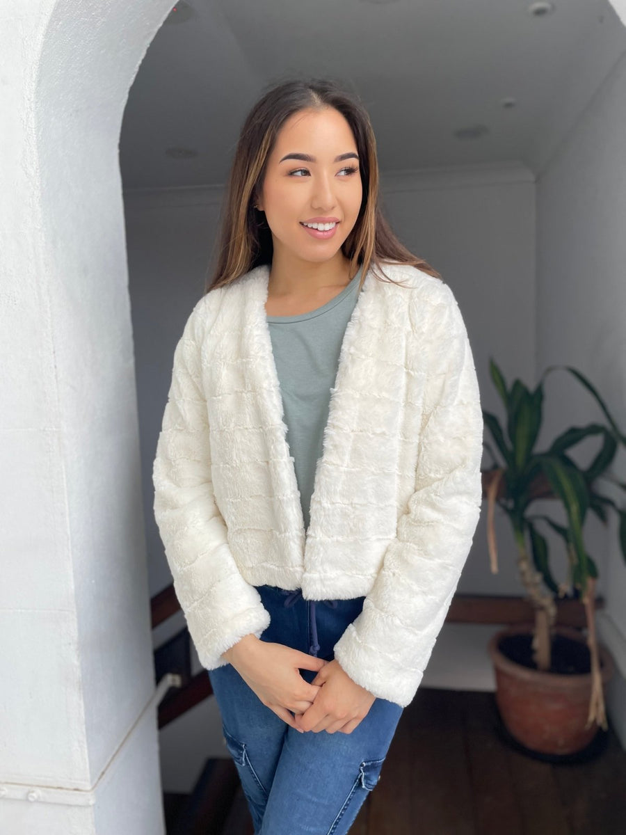 St Lucia Boutique Erika fur jacket - white - Shop women's Jackets at St Lucia Boutique