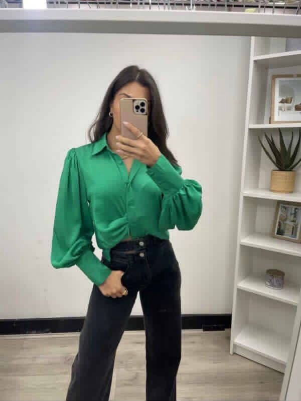 St Lucia Boutique Evie Blouse - Green - Shop women's Tops at St Lucia Boutique