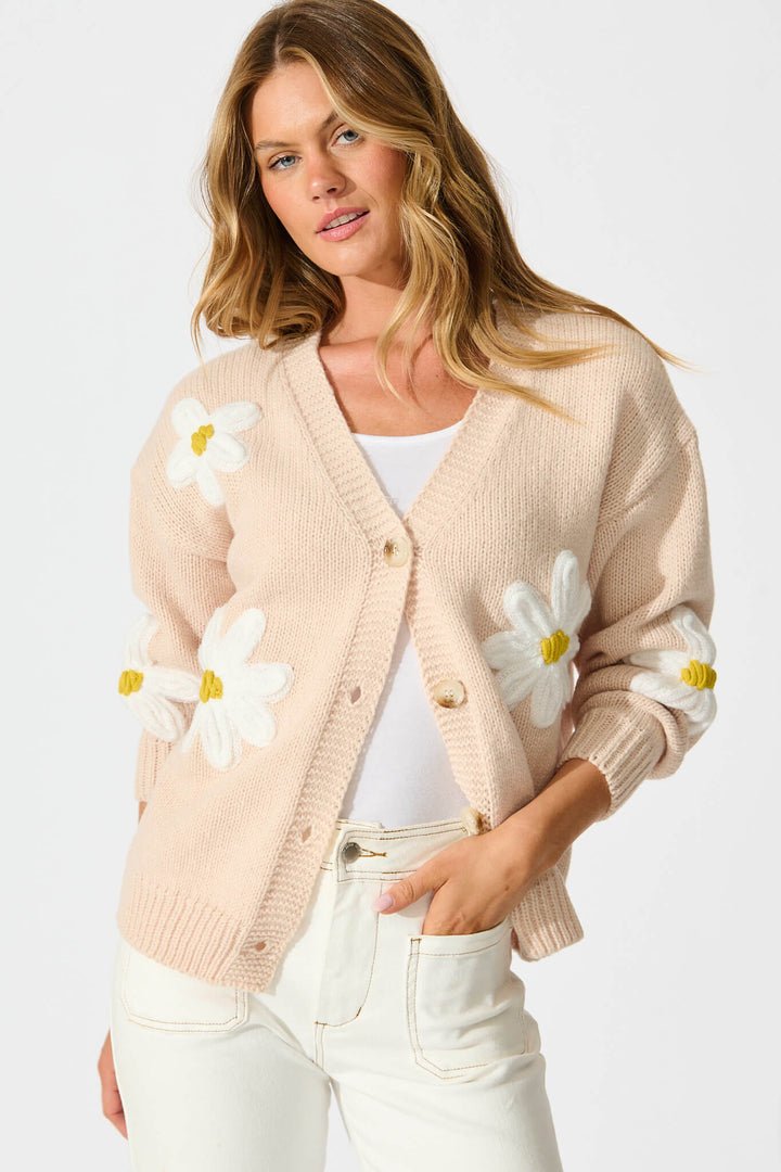 St Lucia Boutique Fleur de cozy cardi - cream - Shop women's at St Lucia Boutique
