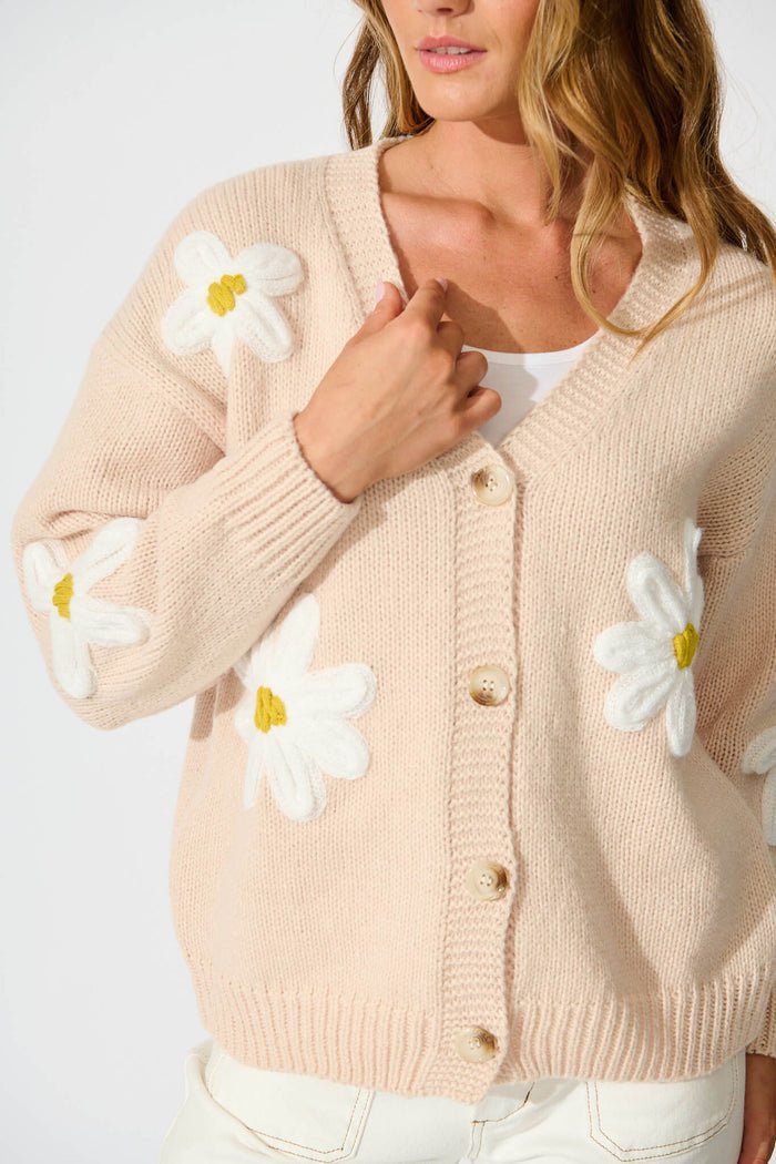 St Lucia Boutique Fleur de cozy cardi - cream - Shop women's at St Lucia Boutique
