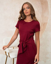 St Lucia Boutique Francesca tie up dress - wine - Shop women's Dresses at St Lucia Boutique