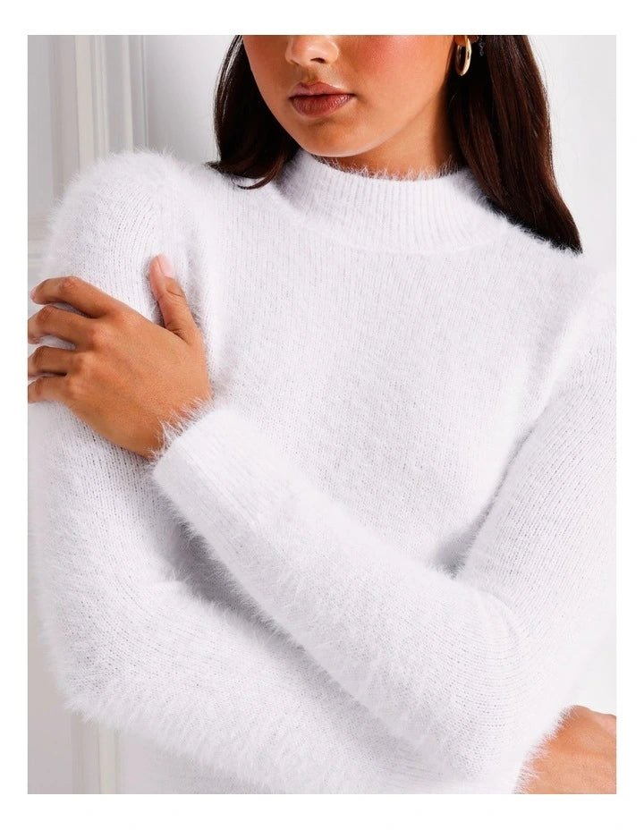 St Lucia Boutique Fuzzy white jumper - Shop women's at St Lucia Boutique
