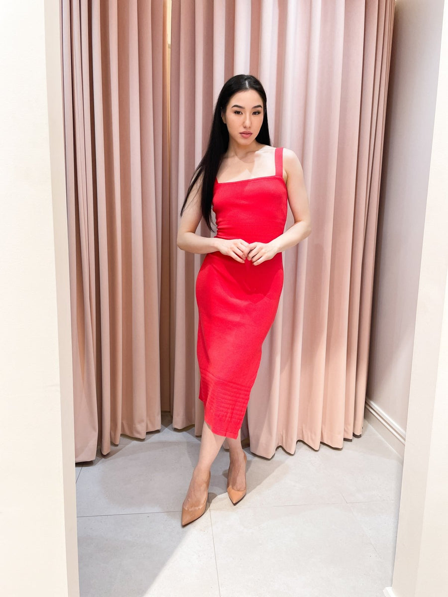 St Lucia Boutique Hailey textured knit midi dress - red - Shop women's Dresses at St Lucia Boutique