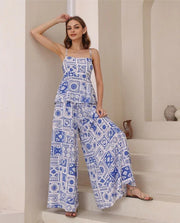 St Lucia Boutique Henry Pant - Blue/White Print - Shop women's at St Lucia Boutique