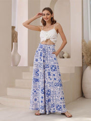 St Lucia Boutique Henry Pant - Blue/White Print - Shop women's at St Lucia Boutique