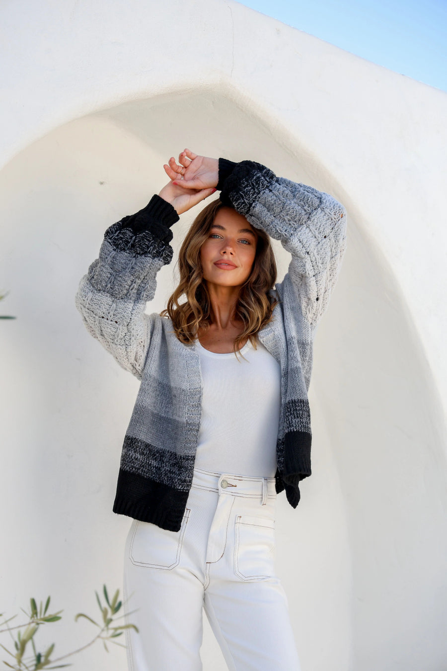 St Lucia Boutique Honey pot knit cardigan - grey ombré - Shop women's Knitwear at St Lucia Boutique