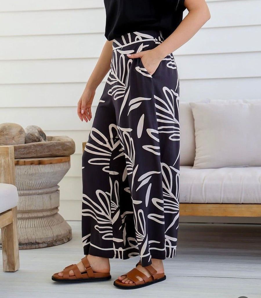 St Lucia Boutique Jade print pant - black/nude - Shop women's Pants at St Lucia Boutique