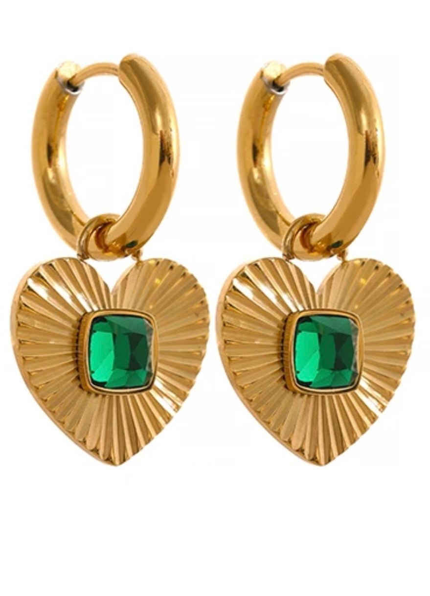 St Lucia Boutique Jadore earring 18k gold plated - green - Shop women's Accessories at St Lucia Boutique