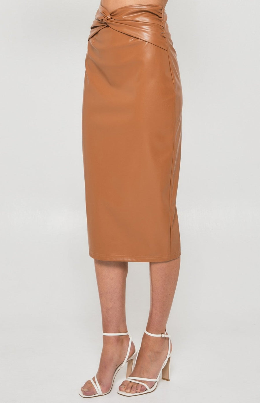 St Lucia Boutique Jenner faux leather midi skirt - toffee - Shop women's at St Lucia Boutique