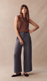 St Lucia Boutique Jude Linen Pant - steel - Shop women's Pants at St Lucia Boutique