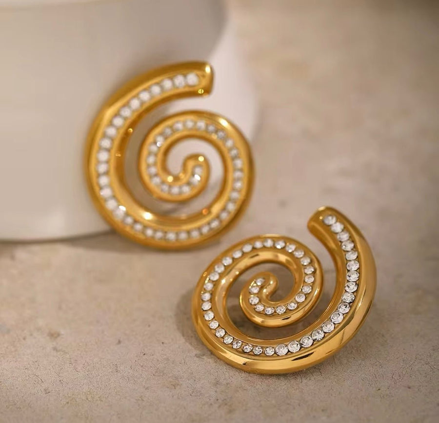 St Lucia Boutique Kylah large swirl earring - 18k gold plated - Shop women's at St Lucia Boutique