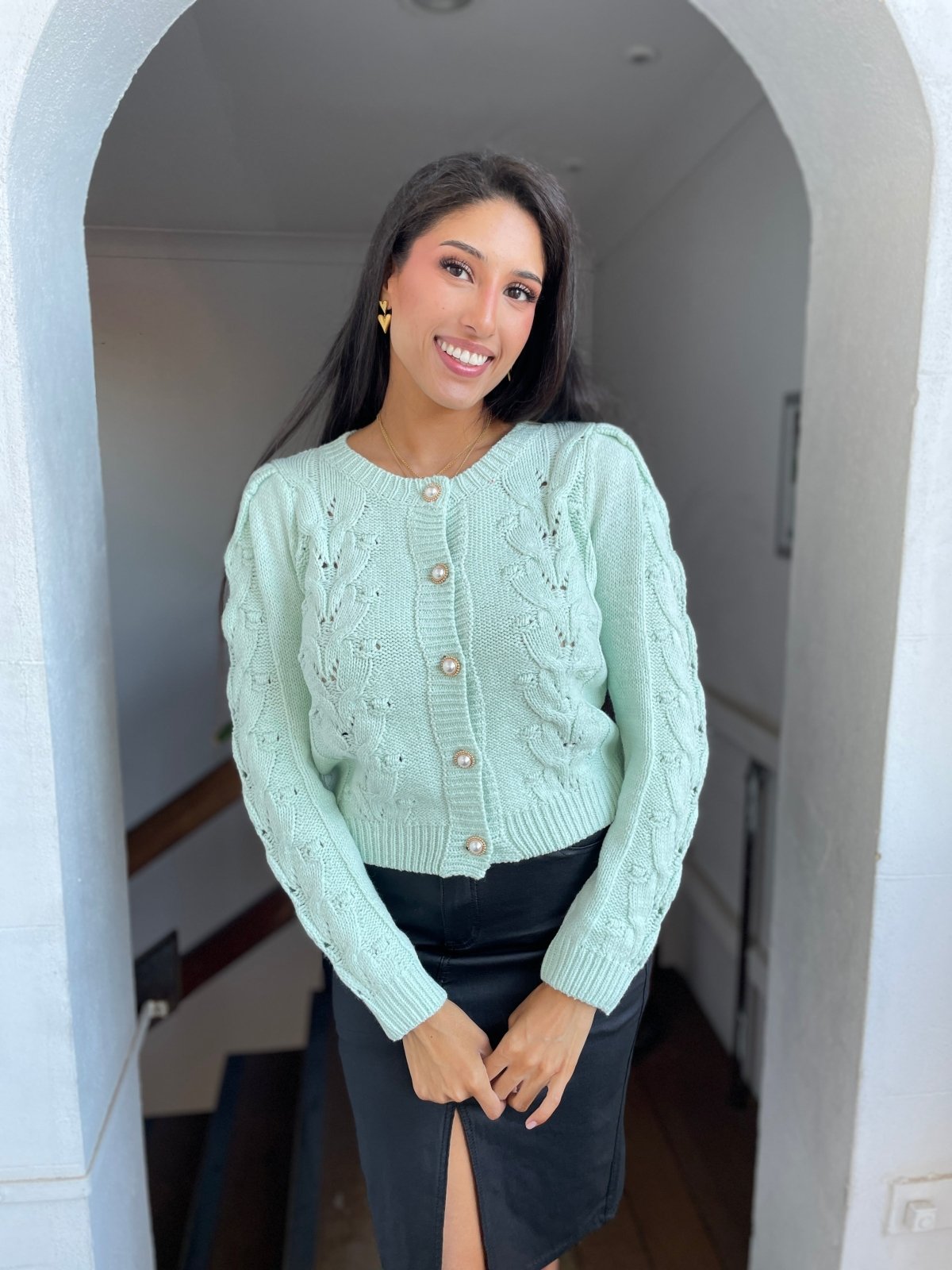 St Lucia Boutique Lottie knit cardigan - mint - Shop women's Knitwear at St Lucia Boutique