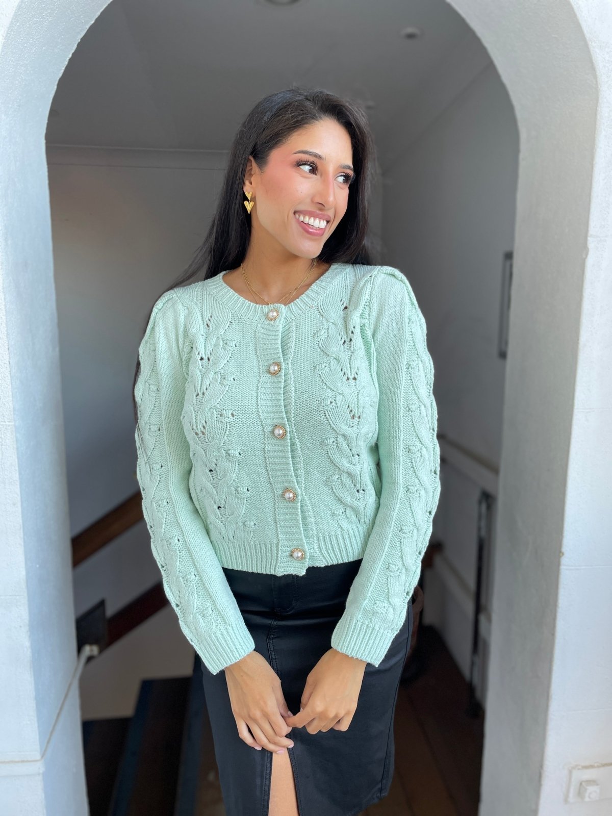 St Lucia Boutique Lottie knit cardigan - mint - Shop women's Knitwear at St Lucia Boutique