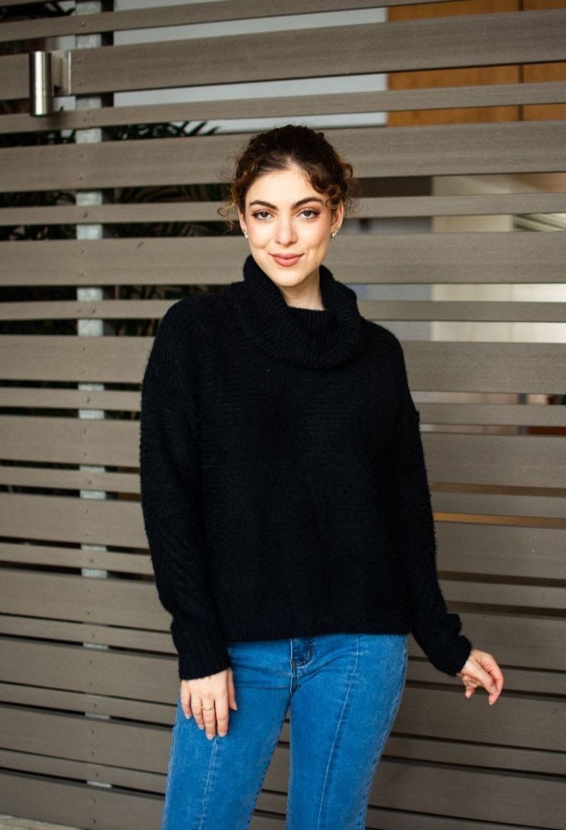 St Lucia Boutique Midnight turtleneck cardi - black - Shop women's at St Lucia Boutique