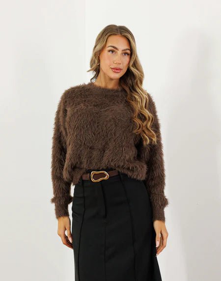 St Lucia Boutique Minogue Jumper - Chocolate - Shop women's Knitwear at St Lucia Boutique