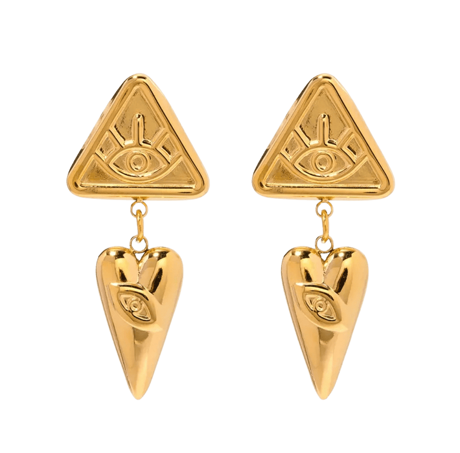 St Lucia Boutique Nazar heart drop earring - 18k gold plated - Shop women's at St Lucia Boutique