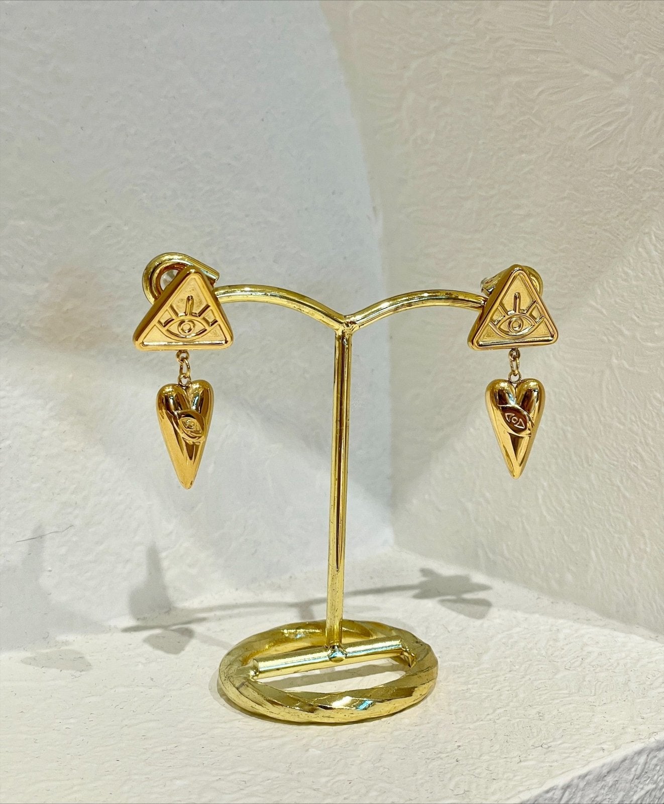 St Lucia Boutique Nazar heart drop earring - 18k gold plated - Shop women's at St Lucia Boutique