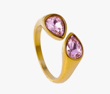 St Lucia Boutique Nyra ring - pink/18k gold plated - Shop women's at St Lucia Boutique