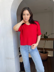 St Lucia Boutique Ollie Knitted Top - Red - Shop women's Tops at St Lucia Boutique