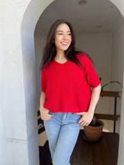 St Lucia Boutique Ollie Knitted Top - Red - Shop women's Tops at St Lucia Boutique