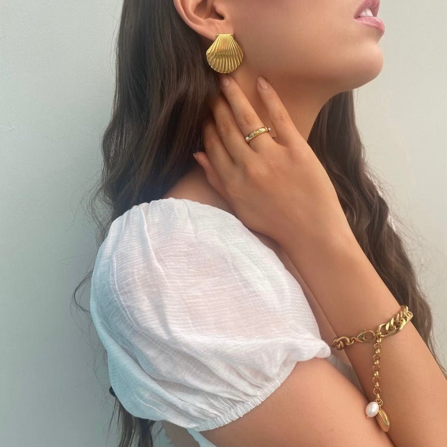 St Lucia Boutique Oversized clam earring - 18k gold plated - Shop women's Accessories at St Lucia Boutique