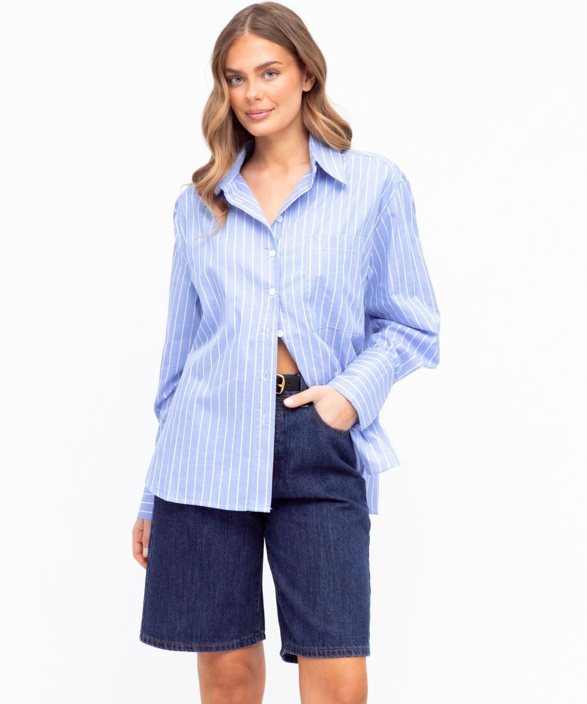 St Lucia Boutique Pippy stripe shirt - blue/white - Shop women's at St Lucia Boutique