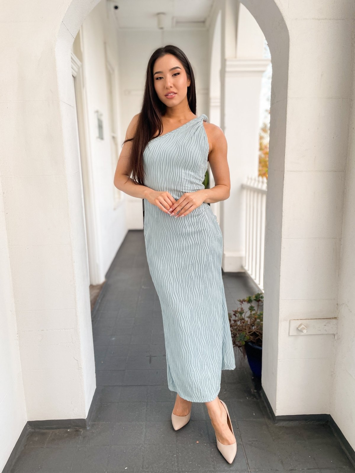 St Lucia Boutique Richie one shoulder maxi dress - baby blue - Shop women's at St Lucia Boutique