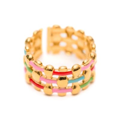 St Lucia Boutique Rory Woven Ring - Multi/18k gold plated - Shop women's Accessories at St Lucia Boutique