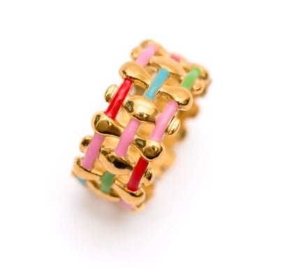St Lucia Boutique Rory Woven Ring - Multi/18k gold plated - Shop women's Accessories at St Lucia Boutique