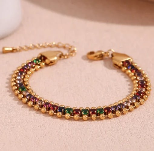 St Lucia Boutique Rowan Bracelet - 18k gold plated/multi - Shop women's at St Lucia Boutique