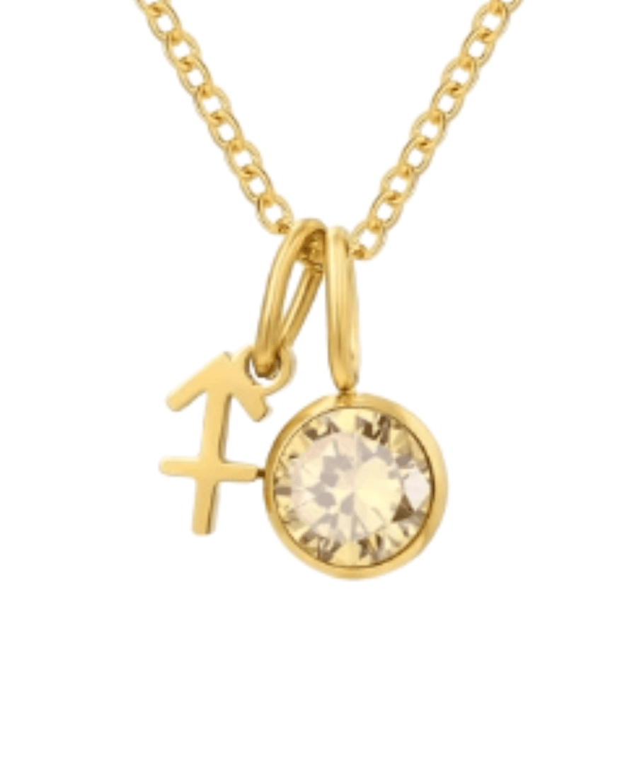 St Lucia Boutique Sagittarius Stone Necklace - Yellow/18k Gold Plated - Shop women's Accessories at St Lucia Boutique