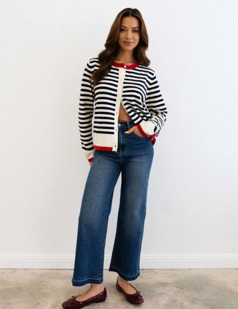 St Lucia Boutique Sailor Stripe Cardigan - Multi - Shop women's to at St Lucia Boutique