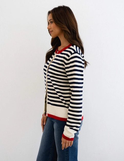 St Lucia Boutique Sailor Stripe Cardigan - Multi - Shop women's to at St Lucia Boutique
