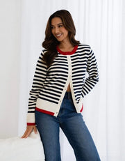 St Lucia Boutique Sailor Stripe Cardigan - Multi - Shop women's to at St Lucia Boutique