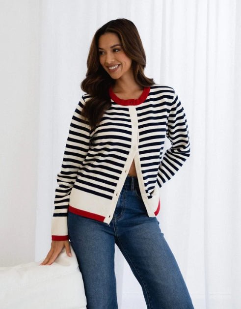 St Lucia Boutique Sailor Stripe Cardigan - Multi - Shop women's to at St Lucia Boutique