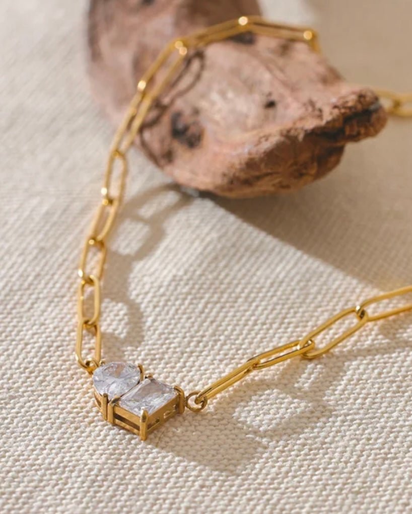 St Lucia Boutique Saint gemstone necklace - 18k gold plated - Shop women's at St Lucia Boutique