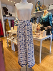 St Lucia Boutique Santorini Pants - Printed blue and white - Shop women's Pants at St Lucia Boutique