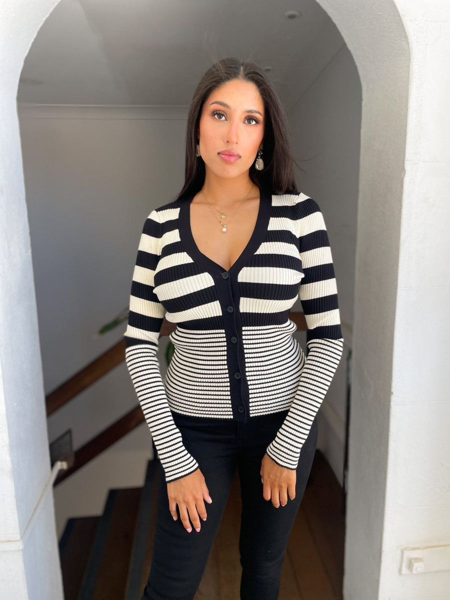 St Lucia Boutique Sentosa stripe knit top - black/white - Shop women's at St Lucia Boutique