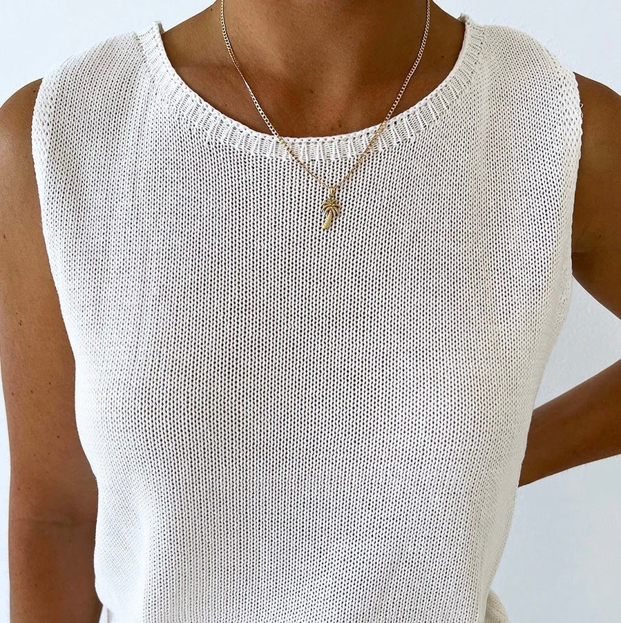 St Lucia Boutique Spring knit tank - white - Shop women's Tops at St Lucia Boutique