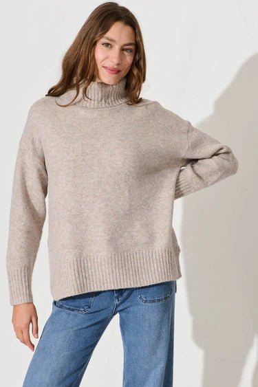 St Lucia Boutique Stitches Knit Jumper - Camel - Shop women's at St Lucia Boutique