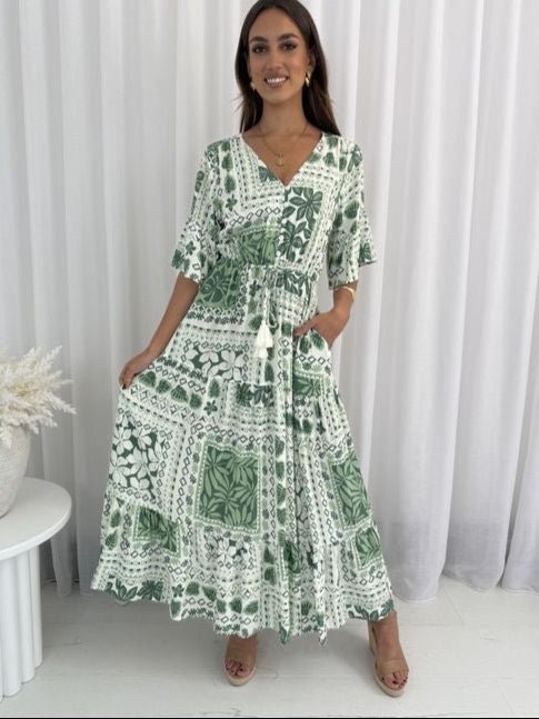 St Lucia Boutique Tairn Midi Dress - Green - Shop women's Dresses at St Lucia Boutique