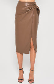 St Lucia Boutique Tyla faux leather midi skirt - chocolate - Shop women's at St Lucia Boutique